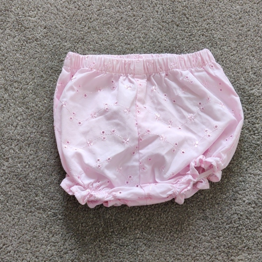 Pink Floral Embroidered Eyelet Bloomers (6-9 Months)